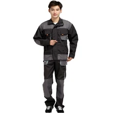 Мужские рабочие комплекты одежды, спецодежда унисекс, костюмы с длинным рукавом, куртки+ штаны, рабочая фабричная форма, ремонтные рабочие размера плюс