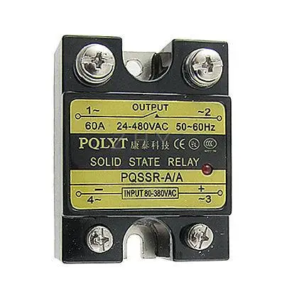 

AC to AC Single Phase Solid State Relay SSR 60A 80-380V AC / 24-480V AC