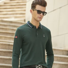 Осень Зима Новая рубашка поло высокое качество 3D вышитые рубашки поло мужская рубашка поло с длинным рукавом мужская деловая рубашка поло 8902