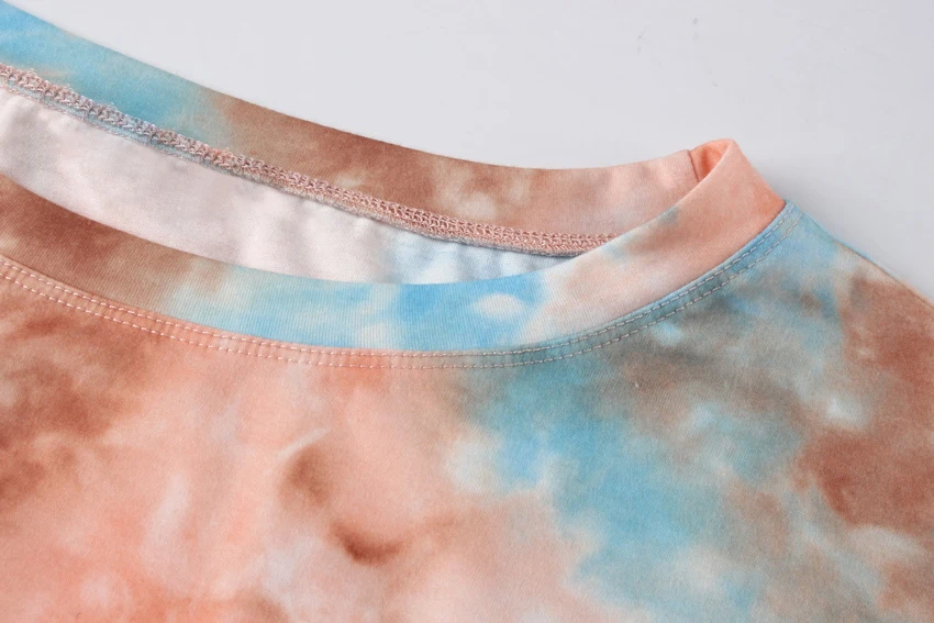 Jessie Vinson Long Sleeve T Shirt Women Chic Lace Sleeve Tie Dye Print Tshirt Autumn Casual Loose Tops Female Tee Clothing 2020