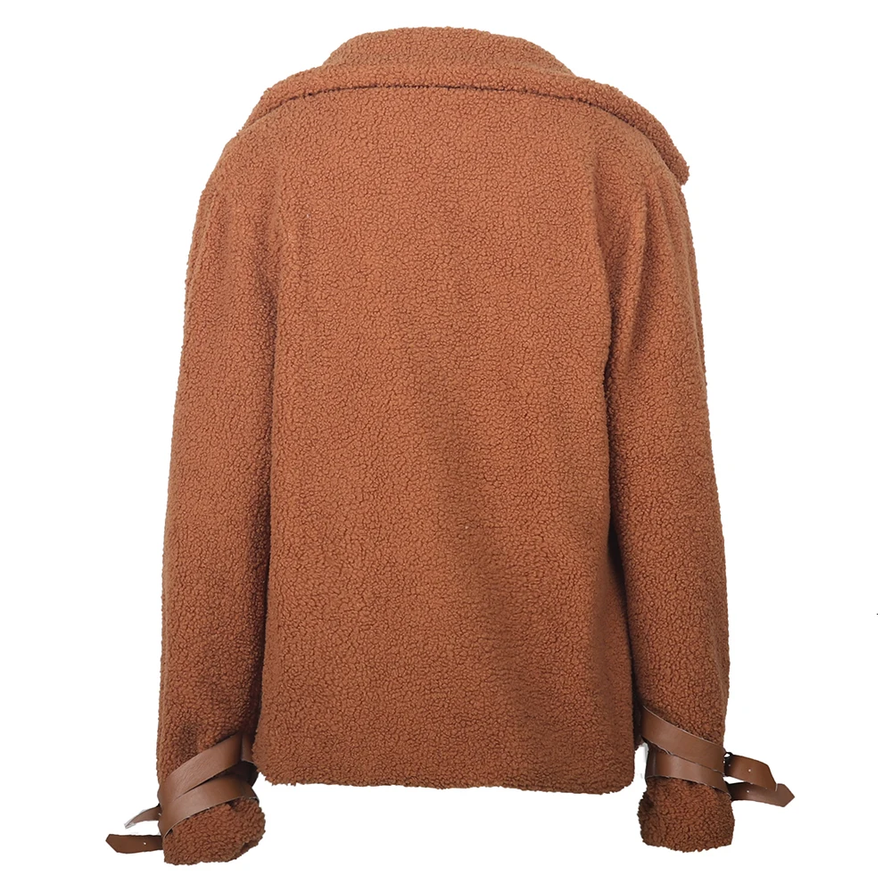 Женское толстое теплое короткое модное пальто из искусственного меха, осенне-зимнее плюшевое пальто для женщин размера плюс, пальто с отворотом на молнии, куртка с медведем