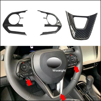 

Wooeight 3Pcs Car Interior Steering ABS Wheel Button Frame Cover Trim Carbon Fiber Sticker Decals Fit for Toyota Corolla 2019
