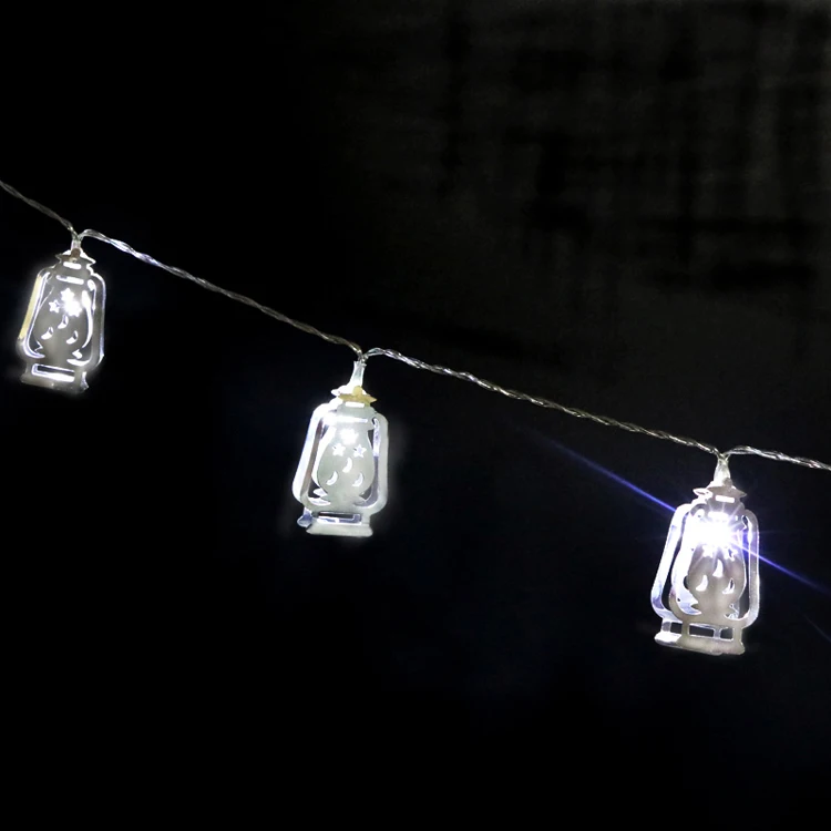 Islamic Eid Ramadan Decor 10 Led String Light Golden Home Fanoos Lantern Battery