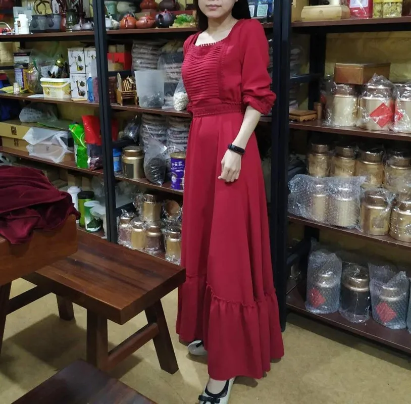 HANZANGL 2019 Новое художественное Ретро шифоновое праздничное длинное женское платье