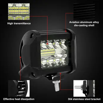 

2PCS LED Car Light Truck 9-32V DC 6000K 4inch PMMA Lens 20000LM Flood Beam