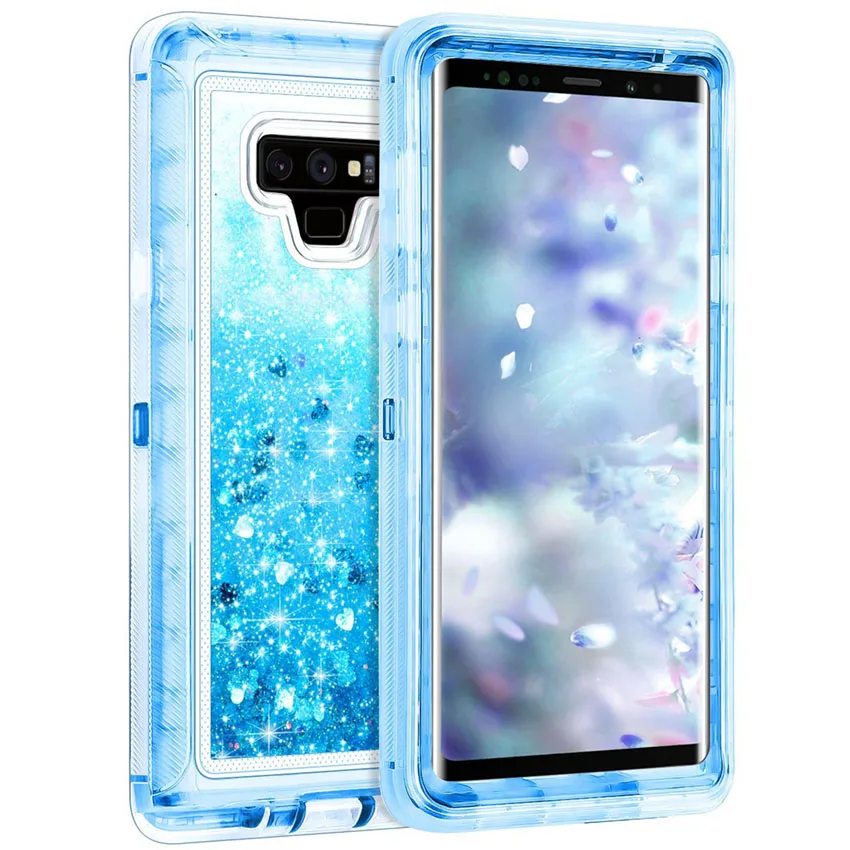 best case for samsung 3 in 1 Glitter 3D Bling Sparkle Flowing Quicksand Liquid Transparent Shockproof TPU Case For Galaxy S21 S20 Note 20 S9+ S8 Case silicone case for samsung Cases For Samsung