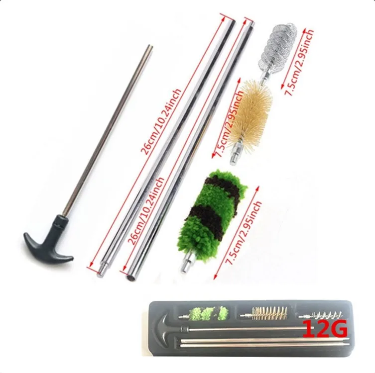 

6pcs/Set Aluminum Rod Brush Cleaning Kit For 12 GA Gauge Gun Hunting Tactical Rifle Cleaning Brush Set 2019 Dropship