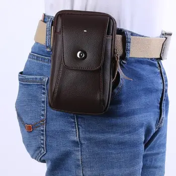 

Men's Simple PU leather Waist Bag Zipper Small Card Holder Phone Wallet Pack High Quality Outdoor Pouch Fanny Purse Black Coffee