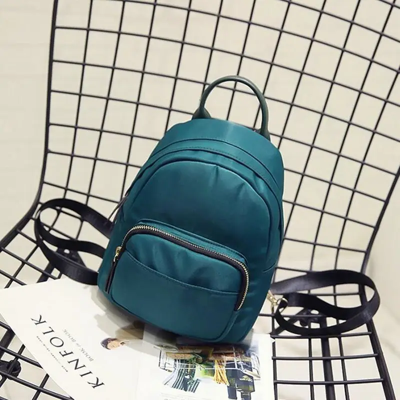 ABZC-Women Backpack Nylon Shoulder School Travel Bag Small Casual Backpack(Blue
