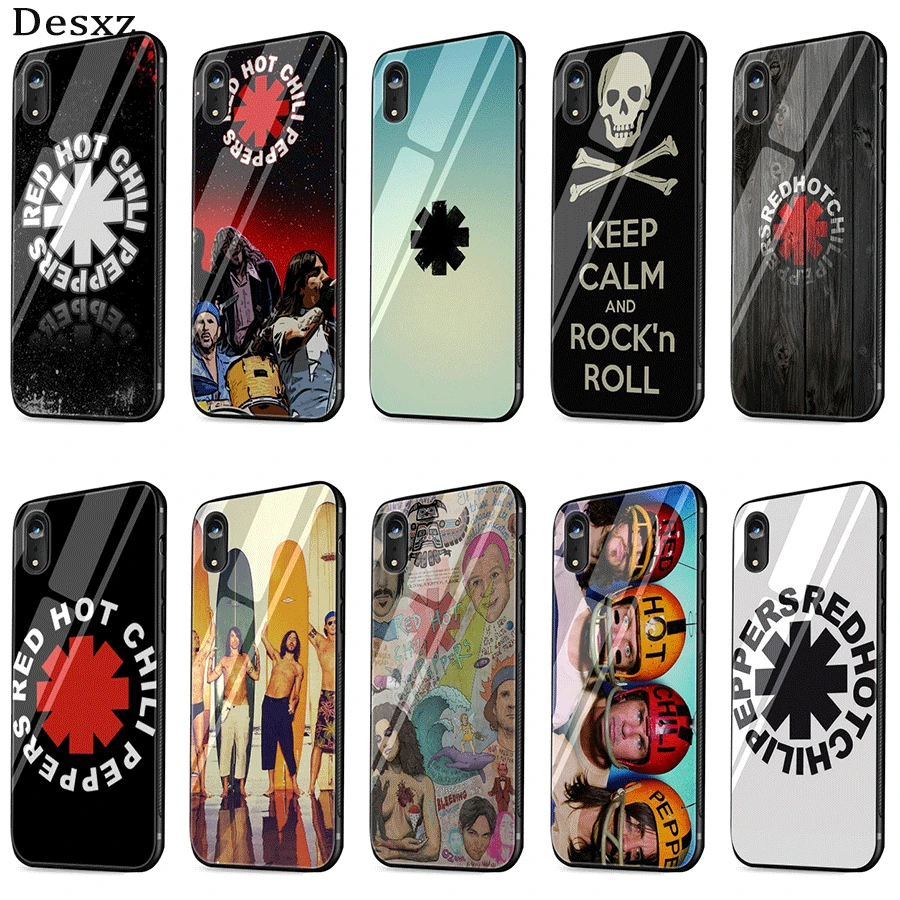 

Glass Mobile Phone Case For iPhone XR X XS Max 5 5s SE 6 6s 7 8 Plus Cover Protection Shell Red Hot Chili Peppers
