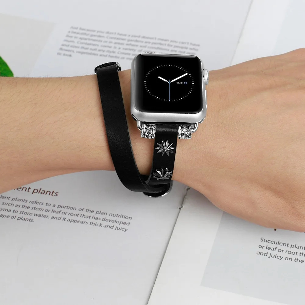 Кожаный ремешок для Apple Watch band 42 мм 38 мм iwatch series 4 3 2 1 44 мм 40 мм женские мужские Регулируемые наручные часы браслет