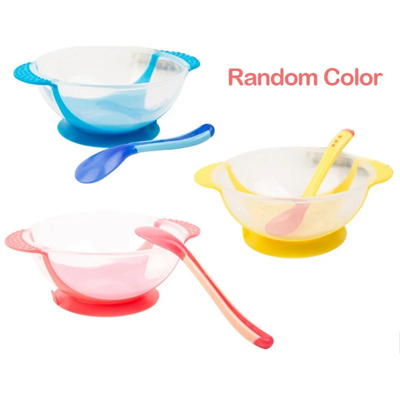 Набор детской посуды, детская миска с термоприсоской, двухцветная миска для новорожденных, ложка для кормления, suppli