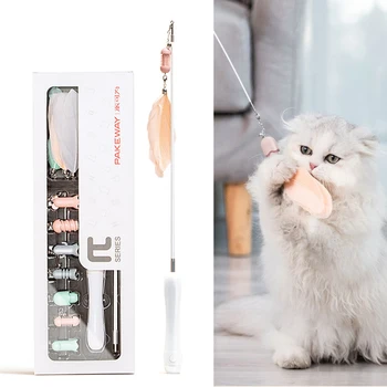 

Pet Cat Toys Set Interactive Cat Toy Stick With Bell Ball Feather Creative Pet Play Toy Funny Playing Toys for Kittens
