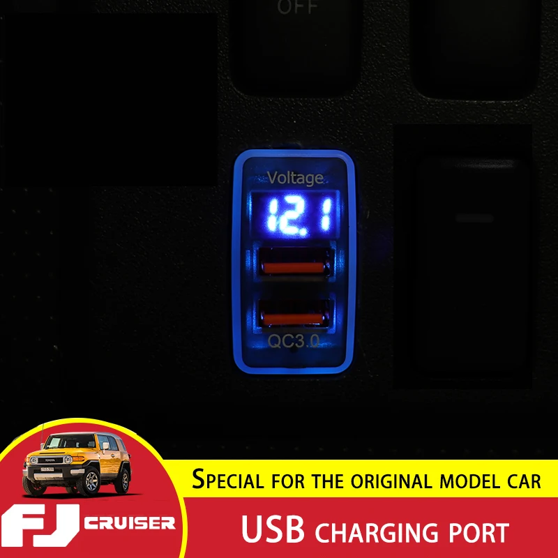 For Toyota FJ Cruiser USB Charging Panel Cigarette Lighter Charger FJ QC 3.0 Fast Charge Dual Charging Port Interior Accessories