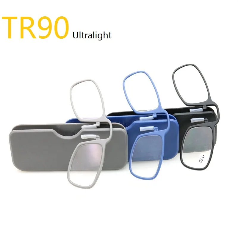 

TR90 Ultra light Clip Nose Reading Glasses Men Women Presbyopia Glasses Fashion Mini Female Eyeglasses With Case 1.0 1.5 2.0 2.5