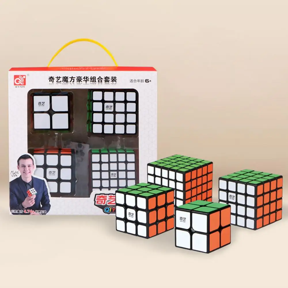 Новое поступление, комбинированный костюм Qiyi с положительным заказом, комплект магических кубиков, включает 2x2 3x3x3 4x4x4 5x5x5 для обучения мозгу-черный