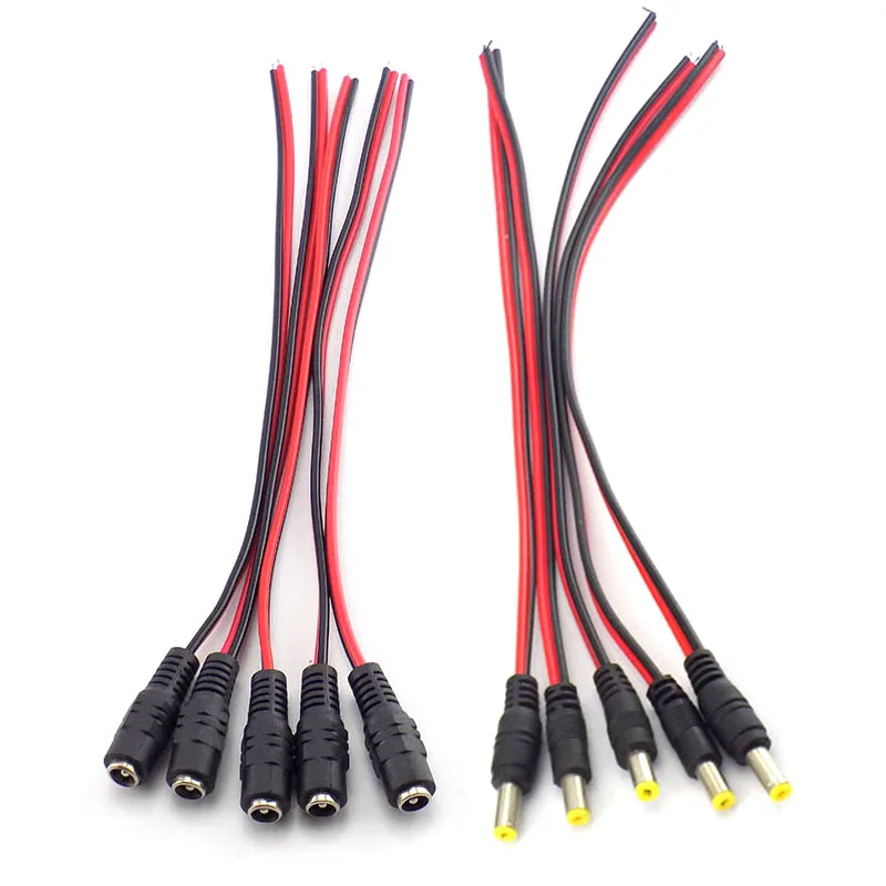 10pcs DC Female Male power supply cord Cable 12V 24V wire Connecters Jack Adapter for CCTV Camera le