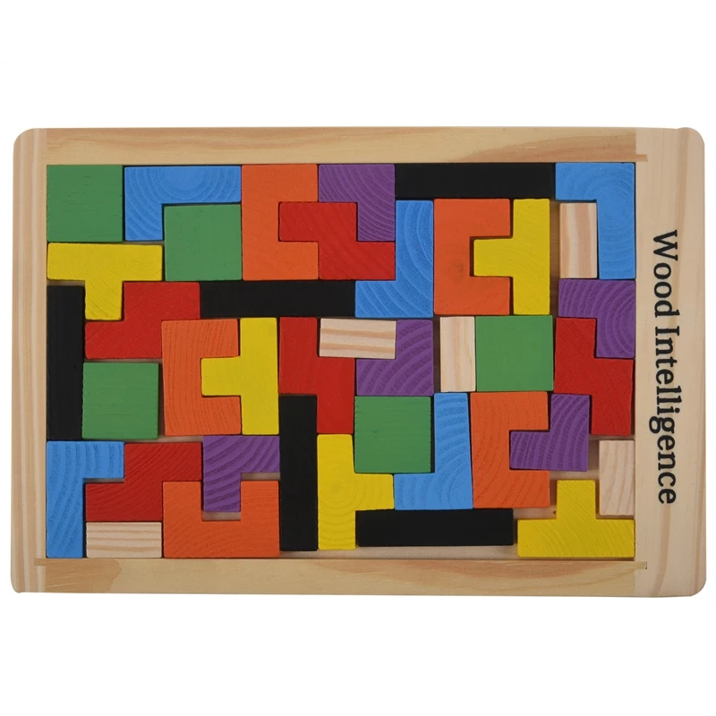 

New Wooden Tangram Brain Teaser Puzzle Tetris Game Educational Baby Kids Toys