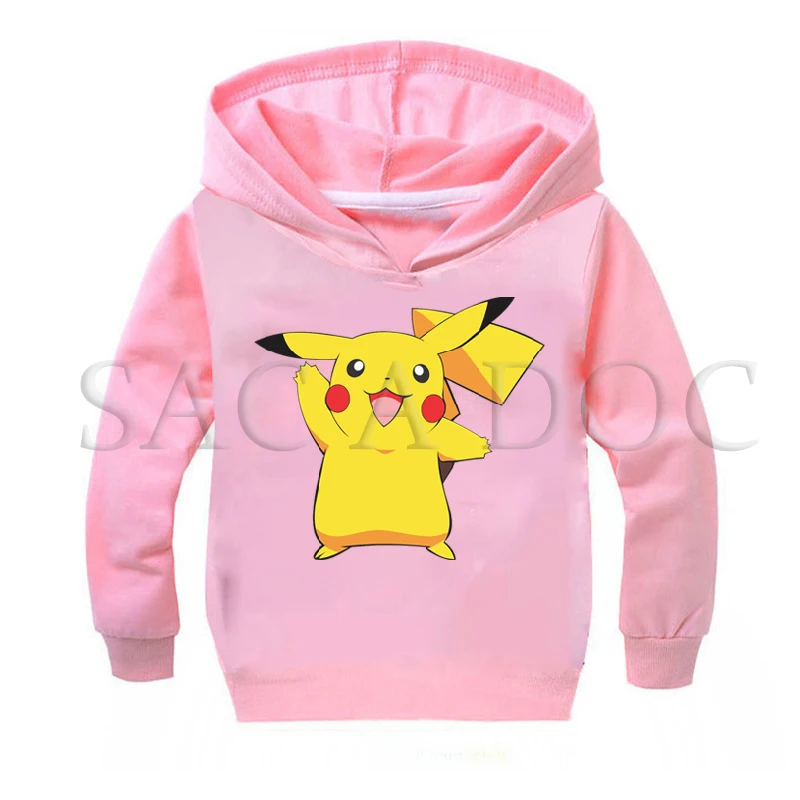 

2019 New Cartoon Pokemon Hoodies Toddler Boys Girls Sweatshirts Funny Pikachu Print Kid Baby Coat Children Autumn Casual Clothes