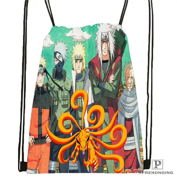 Drawstring Backpack Стикеры с Наруто мешок на шнурках с картинками из мультфильма сумка милый рюкзак для детей(черная спинка) 31x40 см#180612-02-27 - Цвет: Drawstring Backpack