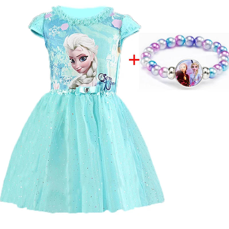 dress set E Летнее платье для маленьких девочек от 3 до 8 лет vestidos/платье принцессы Анны и Эльзы одежда для детей, праздничный костюм на день рождения - Цвет: dress set E