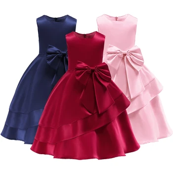 

Summer Satin Bow Dress for Girls Clothing Wear Costumes Halloween Christmas Party Princess Teens Fancy Vestidos 2 4 6 8 10 Years