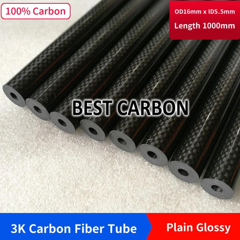 Round Carbon Fiber Tube PULTRUDED High Strength Tube 16mm x 12mm x 1000mm