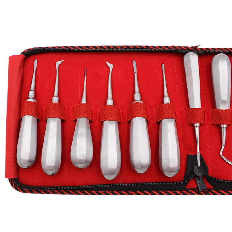 Elevador de Aço Dentes Clareador Dental Luxating Elevador Inoxidável Curvo Raiz Hexagon Handle Ferramenta Dentista Instrumentos Cirúrgicos 13pcs 10 Clareamento dos dentes