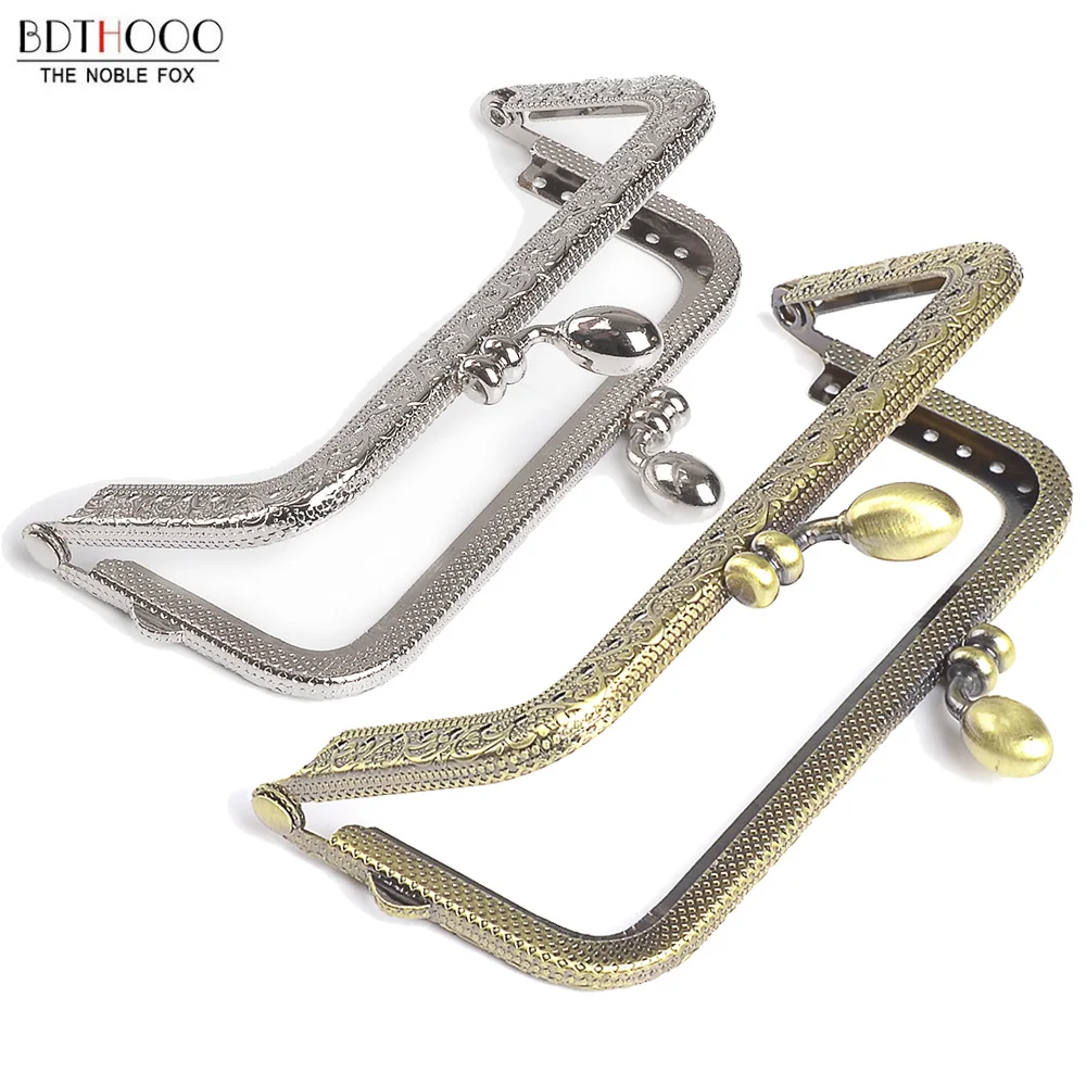 10pcs/ Lot 10.5cm Metal Purse Frame Handle for Clutch Bag Handbag Accessories Making Kiss Clasp Lock Antique Bronze Bag Hardware