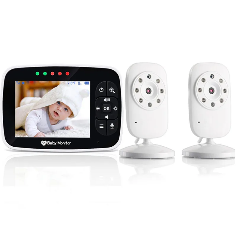 

3.5 Inch Wireless Video Baby Monitor with Two Digital Camera Temperature Sensor , Lullabies, ECO Mode, Two Way Talk Babyphone