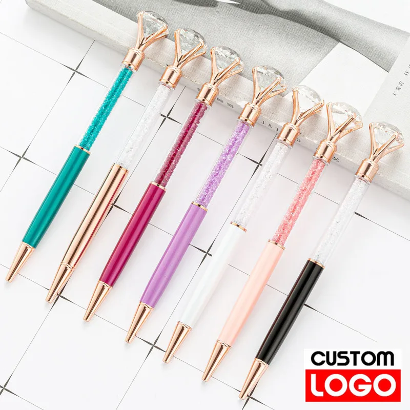 1pcs Kawaii Big diamond metal Ballpen Ballpoint Pens Student Pens For School Stationery Office Supplies 1.0mm цена и фото