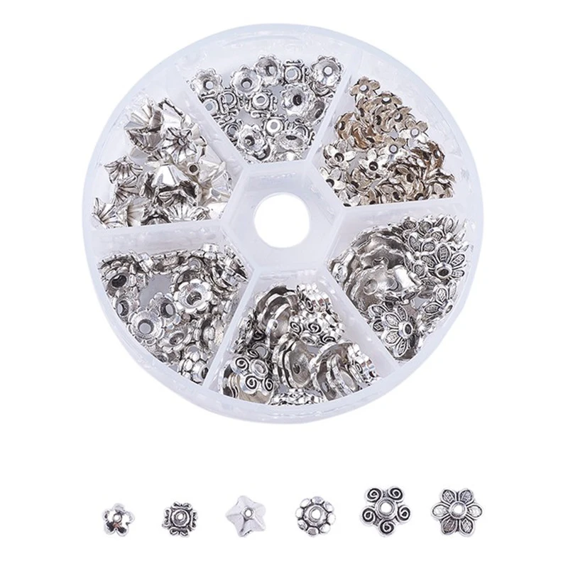1 коробка разноцветная крышка из металлического сплава для бусин Цветочная s
