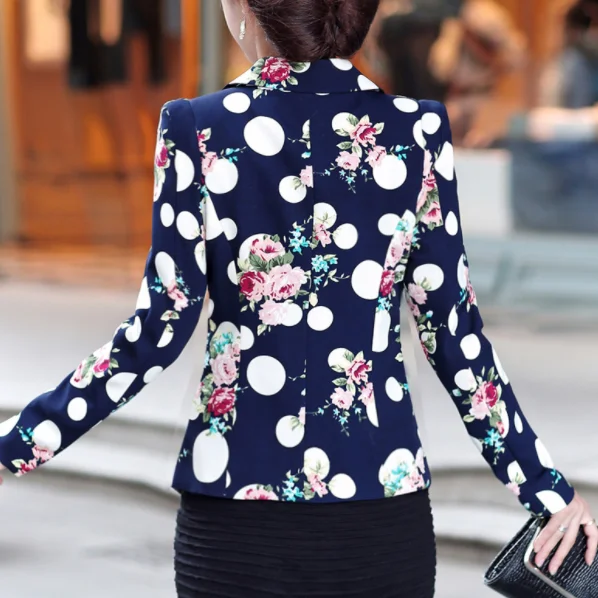 Autumn Floral Jacket Women Blazers And Jackets Plus Size Spring Suit Jacket Women Basic Coats Work Wear Small Suit Blaser AQ729