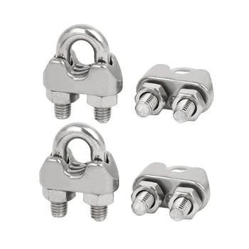

Promotion! M6 1/4 Inch 304 Stainless Steel U-Shape Bolt Saddle Clamps Cable Wire Rope Clips 4 PCS
