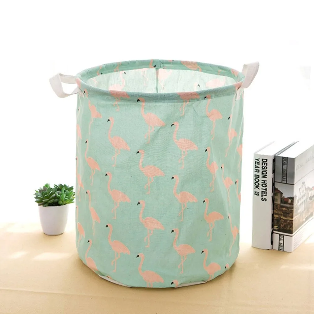 Cotton Linen Large Folding Laundry Basket Fabric Collapsible Dirty Clothes Storage Hamper with Handle Kids Room Toys Organizer