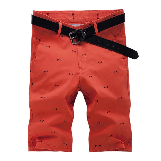 orange red Мужские шорты, мужские шорты, мужские брендовые летние пляжные шорты, качественные прямые шорты с талией, хлопковые повседневные шорты - Цвет: orange red