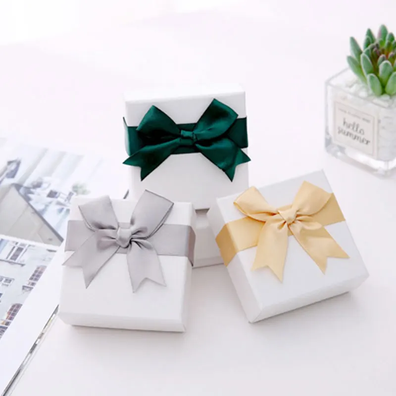 

Cheap 2021 New 6 colors 7.5*7.5*3.5cm Big Bow Jewelry Ring Earring Watch Necklace Small Carton Present Gift Box Case