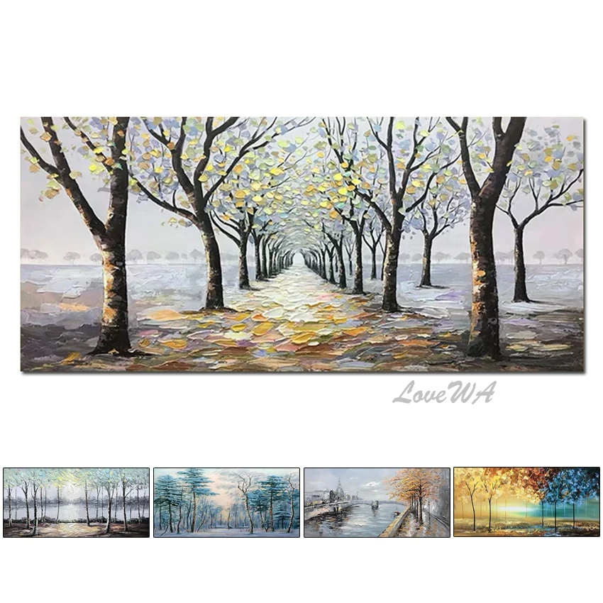 Cloud art panels Painting Original Art Forest Painting Wood Painting Tree Painting Sky  Artwork Large painting 27,5x27,5 inches by Elena K.