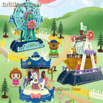 

3D DIY Craft Ferris wheel merry-go-round Pirate Ship Model Educational Puzzle Game Assemble Toys Gifts for Children Boys Girls