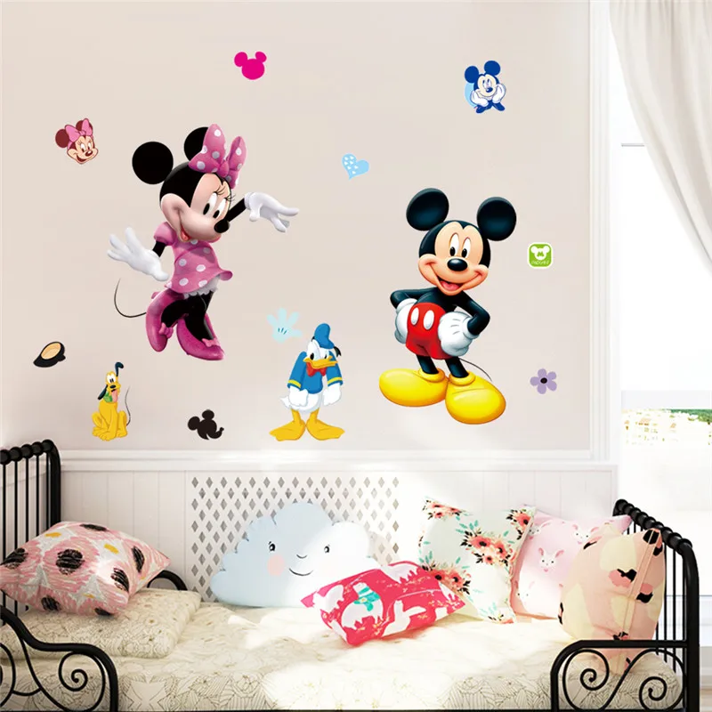 3D Cartoon  Mickey Minnie Wall Stickers For Kids Room  Bedroom Wall Decoration  Door Sticker  gifts for children
