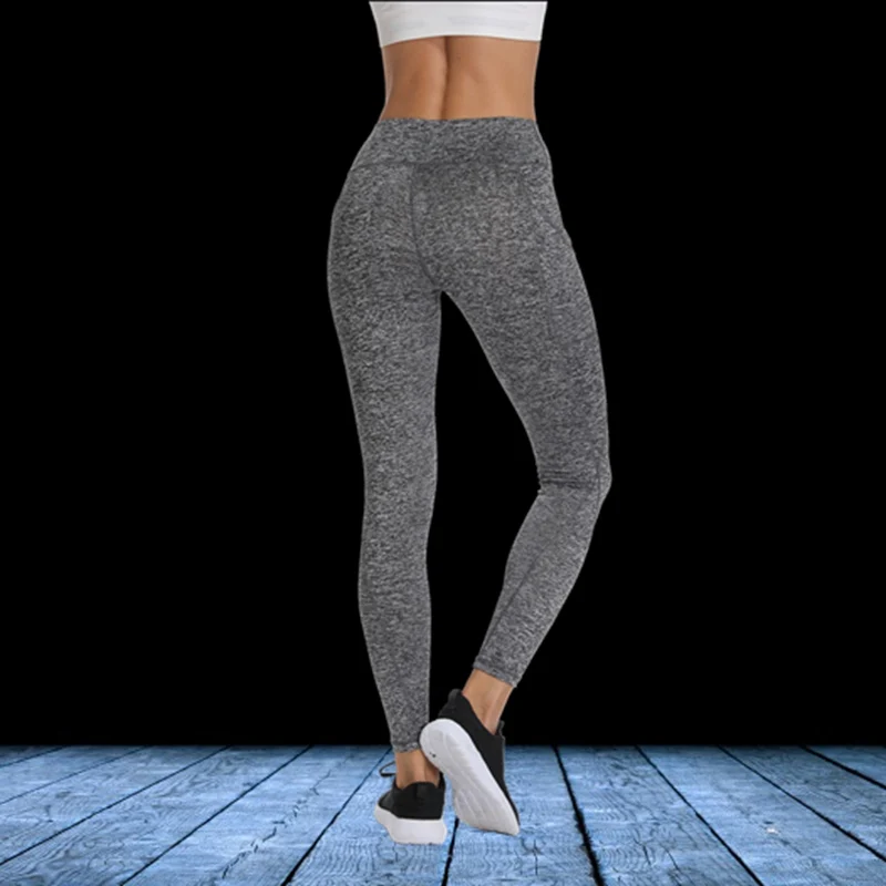 Pocket Solid Sport Yoga Pants High Waist Solid color Sport Leggings Fitness Women Leggings Training Running Pants Sportswear
