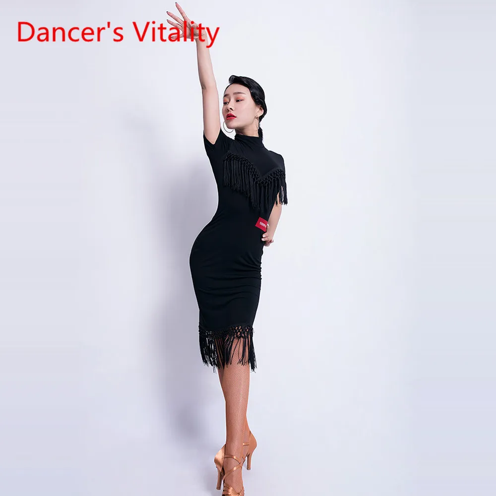 Новое сексуальное латинское танцевальное платье женское взрослое платье мода стойка производительности танцевальный костюм практика соревнования одежда