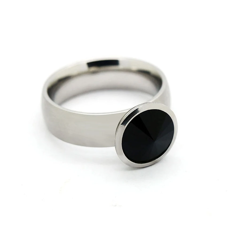 Stainless Steel Crystal Ring