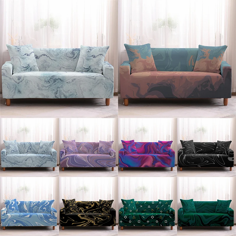 Funda de sofá Seccional de mármol, cubierta protectora elástica para