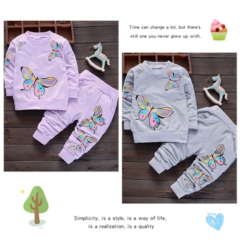 

JXYSY Spring Autumn Newborn Baby Girl Clothing Set Kids Pattern long sleeve T-shirt+Casual Pants 2PCS Children Clothes Suit 1-4Y