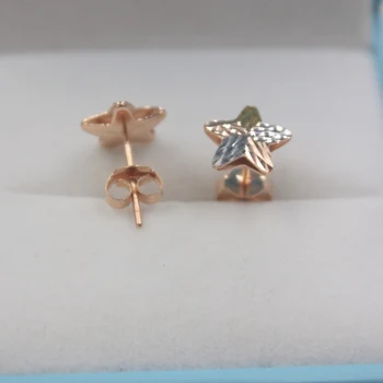 

Solid 18K Multi-Tone Gold Stud Earrings Best Gift Perfect Star Women Earrings 14x9mm 1.31g Fine Jewelry
