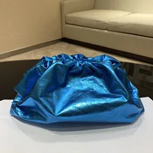 Металлическая Золотая голографическая сумка с облаком, блестящие лазерные кожаные сумки, фирменный дизайн, плиссированная сумка для пельменей, женский клатч, Сумка с зажимом