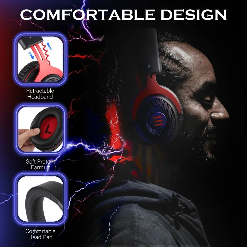 EKSA E900 Stereo Gaming Headset Gamer For Phone PS4 Xbox PC 3 5mm Wired Gaming Headphones With Noise Cancelling Microphone