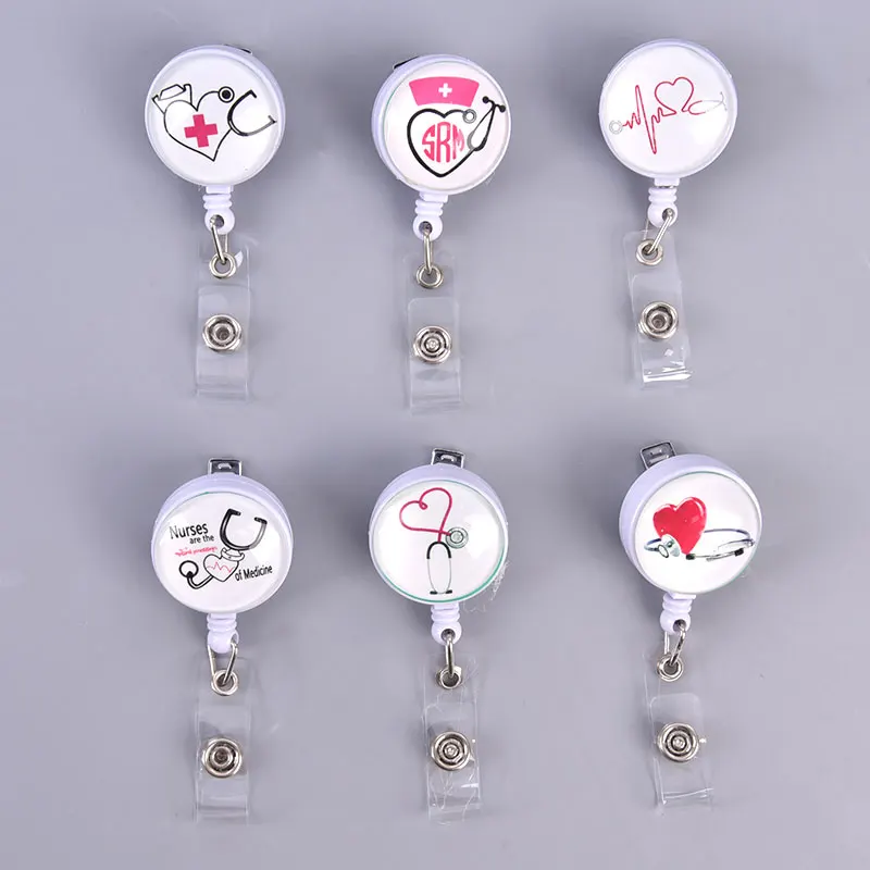 

Top Quality 6Styles Retractable Doctor Nurse Badge Reel Fashion Cartoon Cute Students ID Card Badge Holder