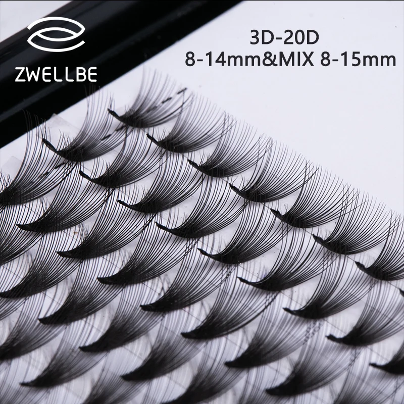 Lashes Short Stem 3D 20D Individual Cluster Eyelash Extension Premade Volume Wide Fans Faux Mink Professional Russian Volume